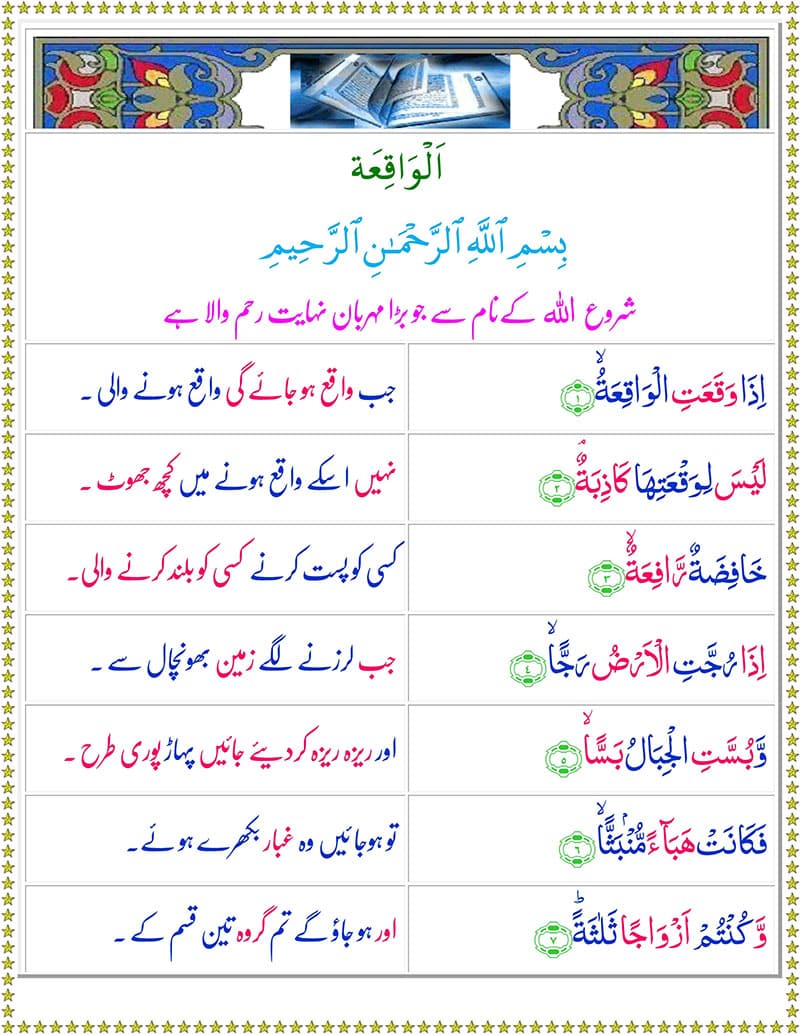 Read Surah Al-Waqiah Online