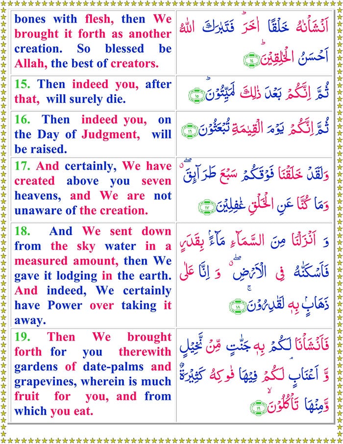 Read Surah Al-Muminoon Online with English Translation