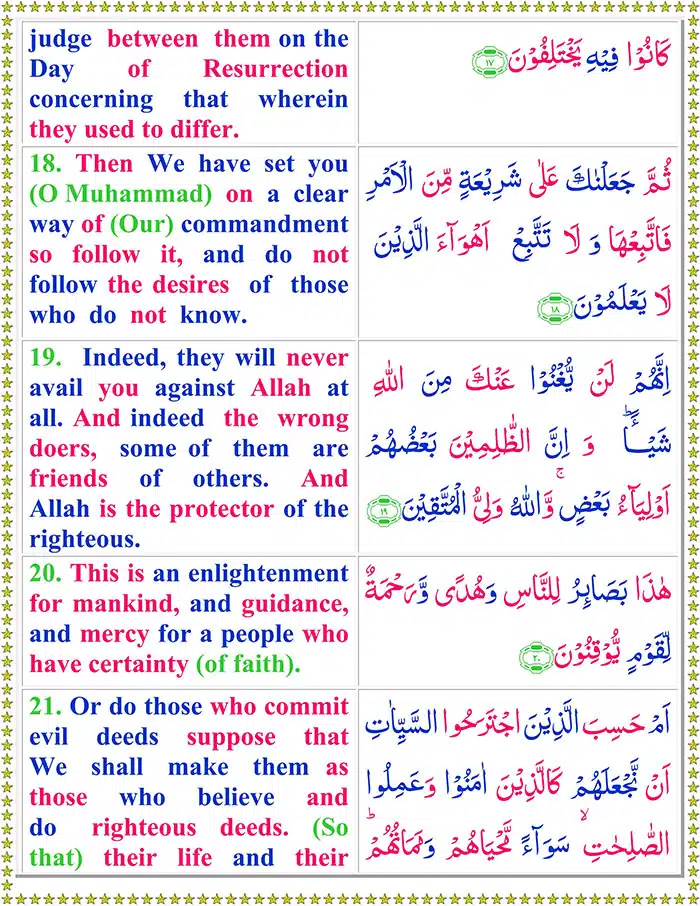 Surah Al-Jathiyah with English Translation Read Surah Al-Jathiyah Online with English Translation