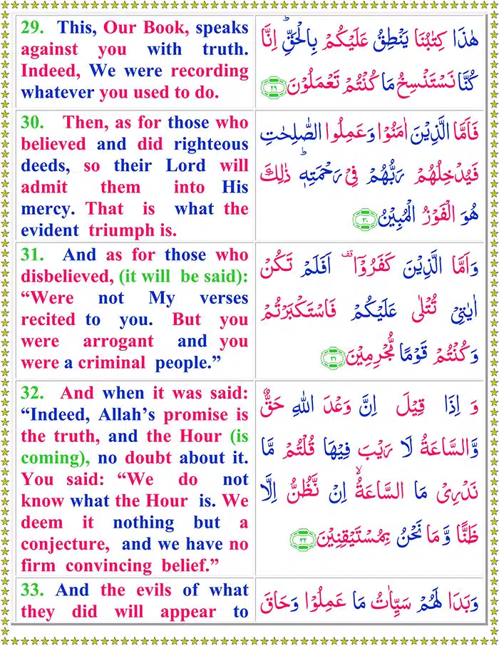 Surah Al-Jathiyah with English Translation Read Surah Al-Jathiyah Online with English Translation