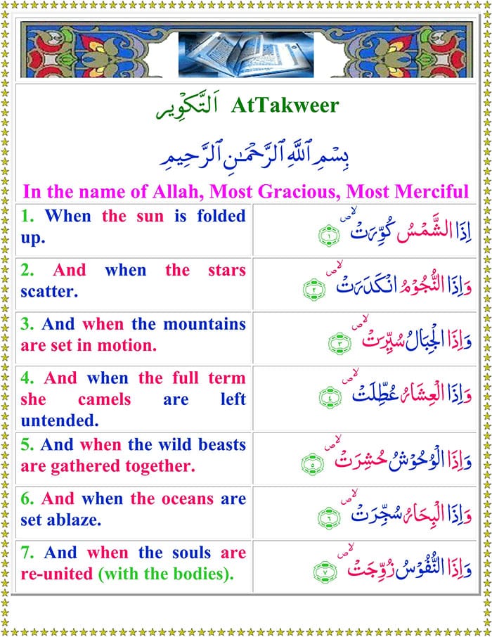 Read Surah At-Takwir Online with English Translation
