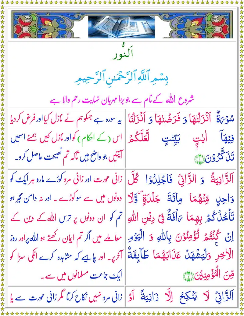 Surah Noor with Urdu Translation - (سورة النور) Surah Noor with Urdu Translation
