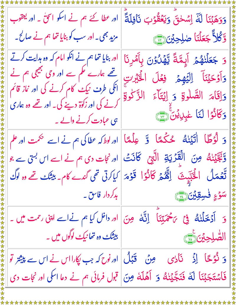 Surah Al Anbiya with Urdu Translation PDF - سورة الأنبياء - Surah Anbiya Urdu Tarjuma