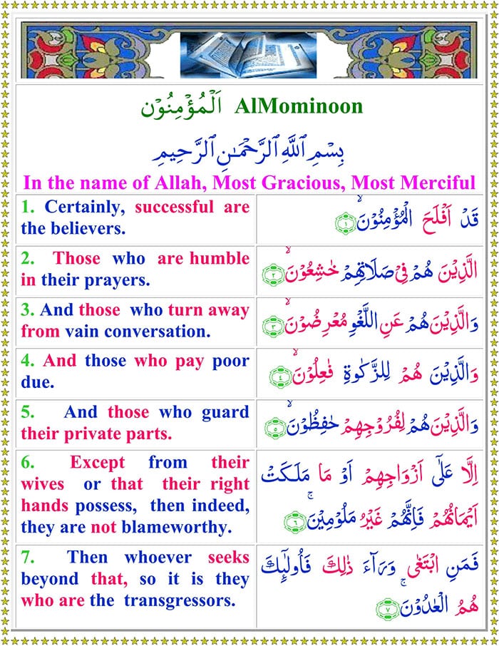 Read Surah-Al-Muminoon Online