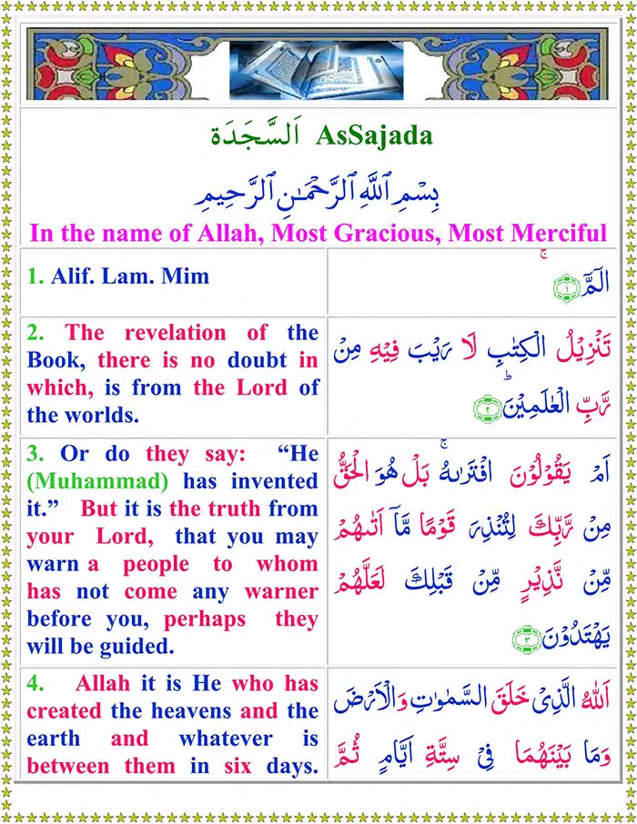 Surah As Sajdah with English Translation