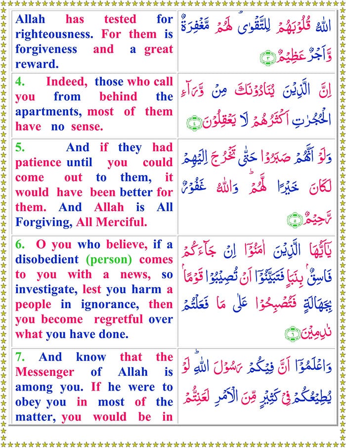 Surah Al Hujurat with English Translation