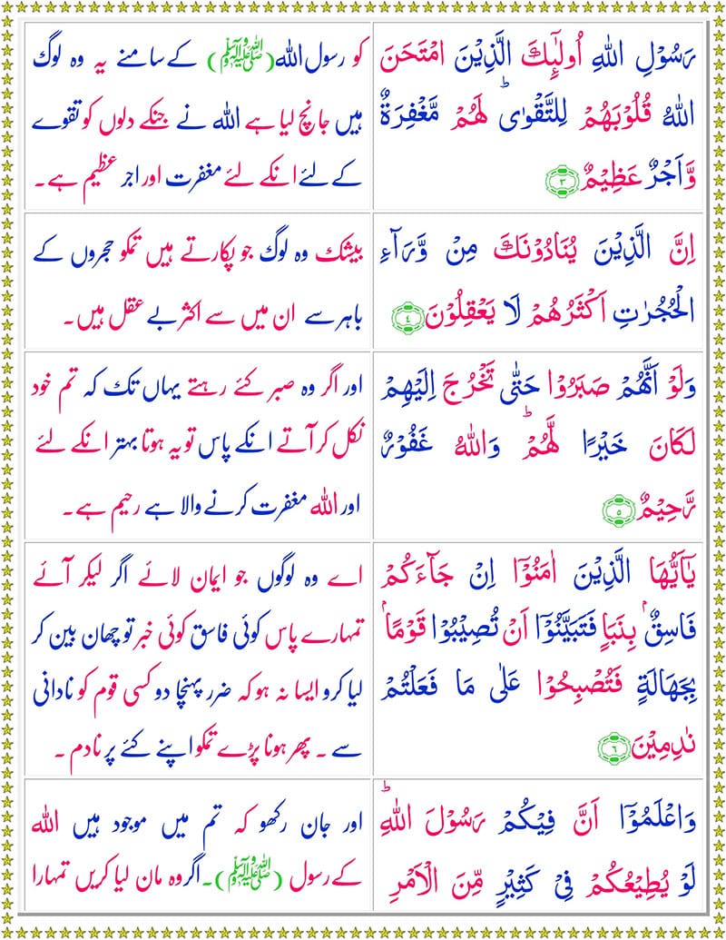 Surah Al Hujurat with Urdu Translation