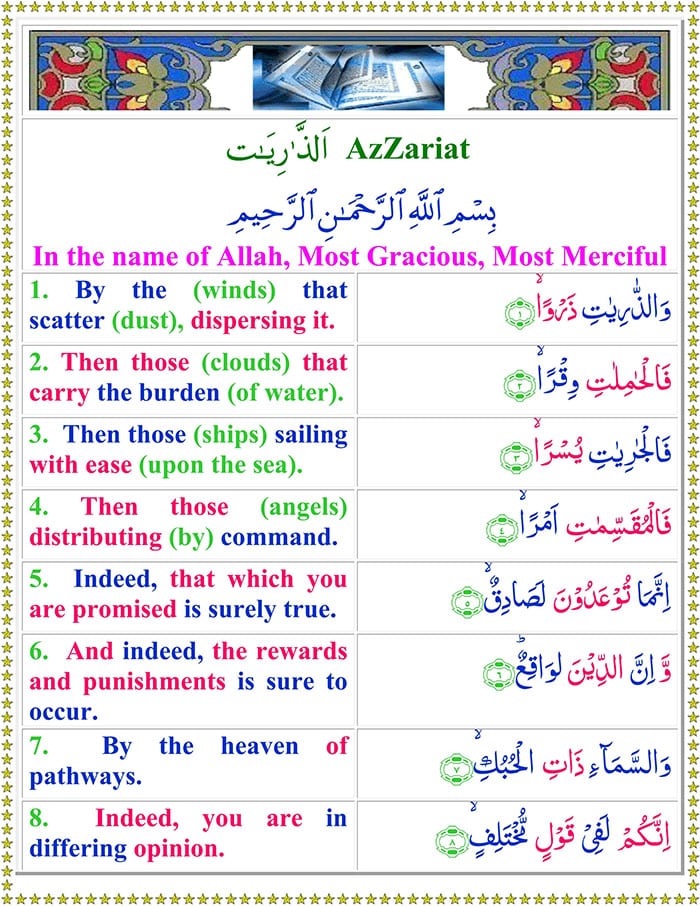 Read Surah-Az-Zariyat Online