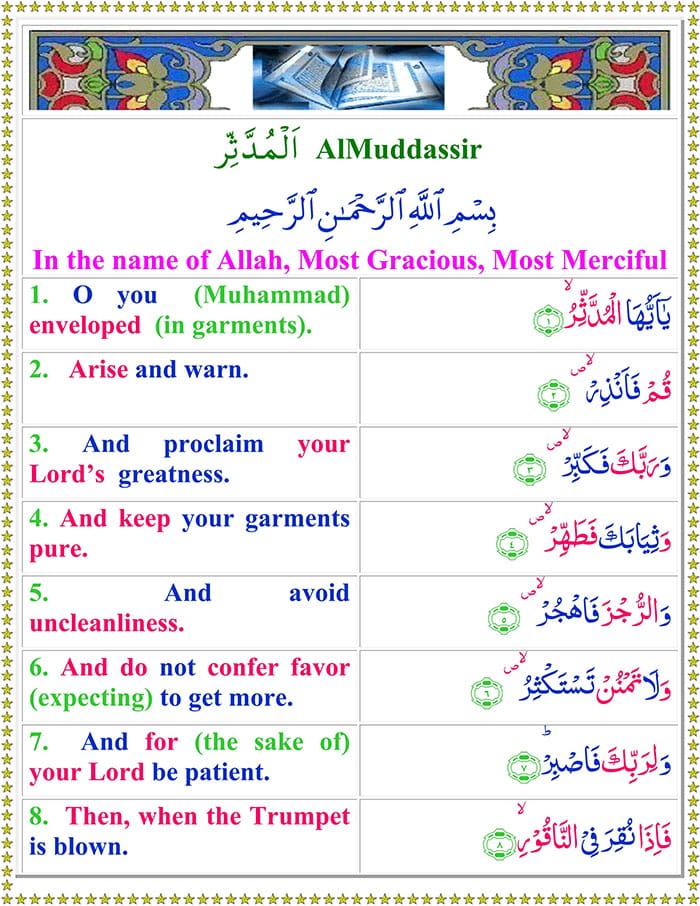 surah al mudassir with english translation