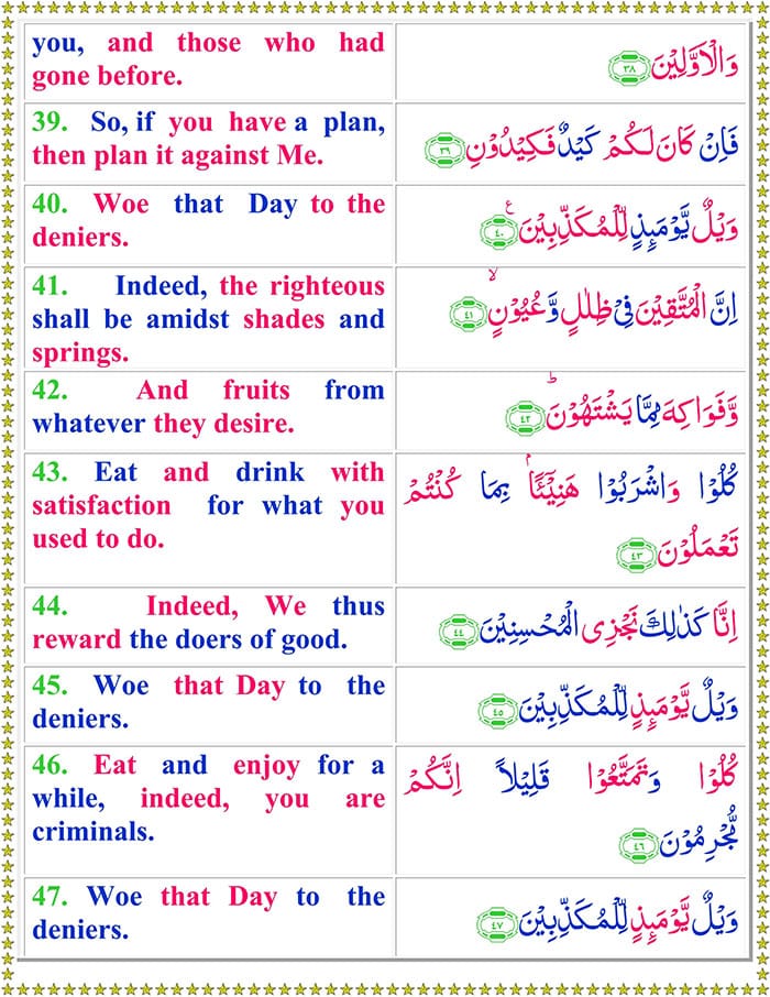 Read Surah Al-Mursalat Online with English Translation