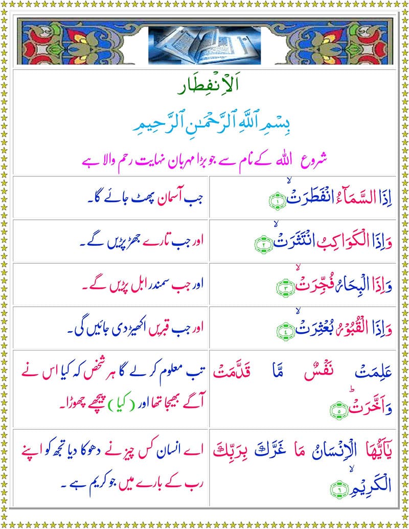 Read Surah Al-Infitar Online