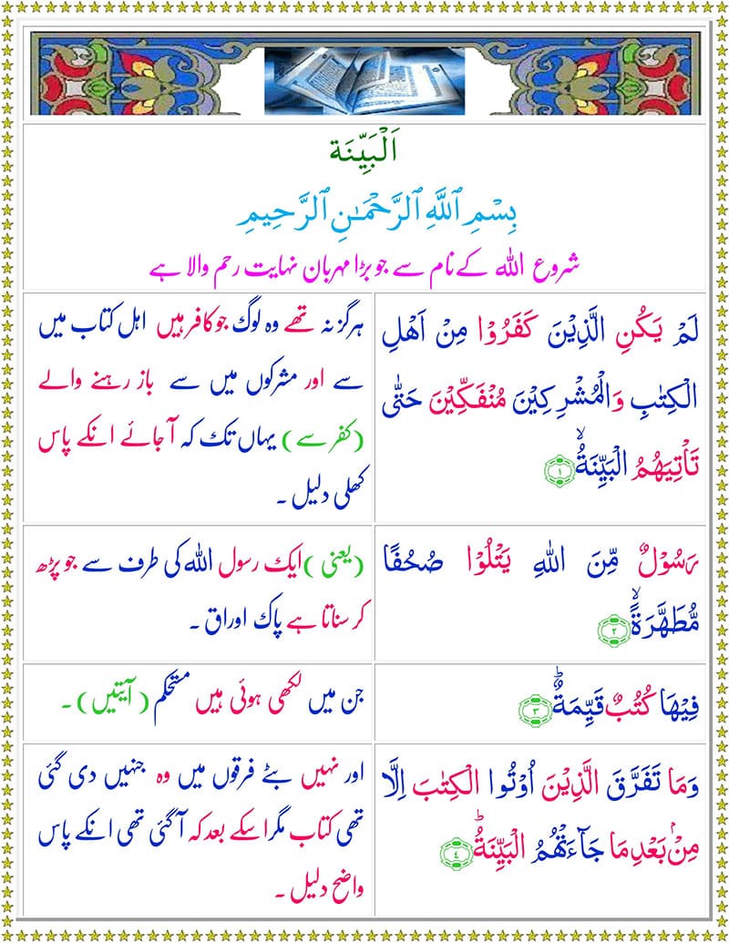 Read Surah Al-Bayyinah Online
