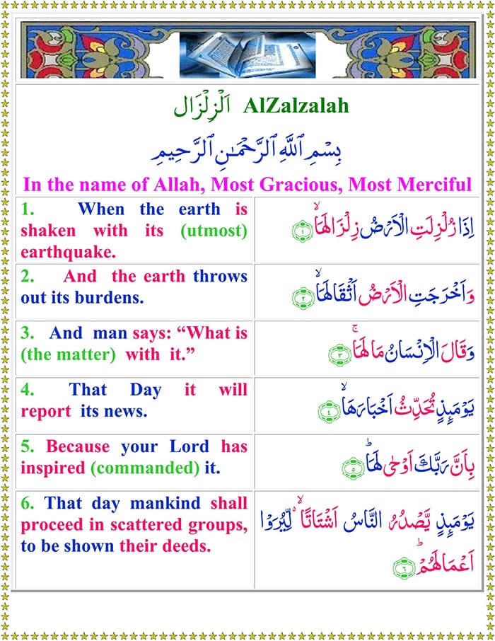 Read Surah Al-Zilzal Online