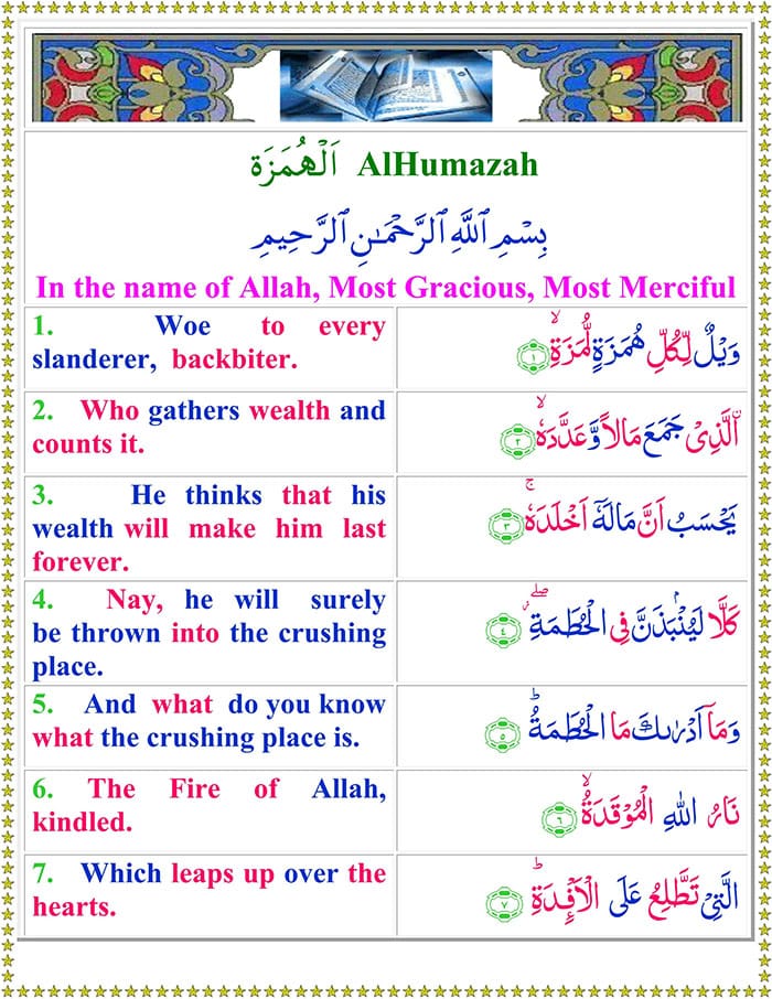 Read Surah-Al-Humazah Online